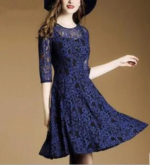 Женский Вмс 100% кружева Половина Рукава О Образным Вырезом Воротник Длиной До