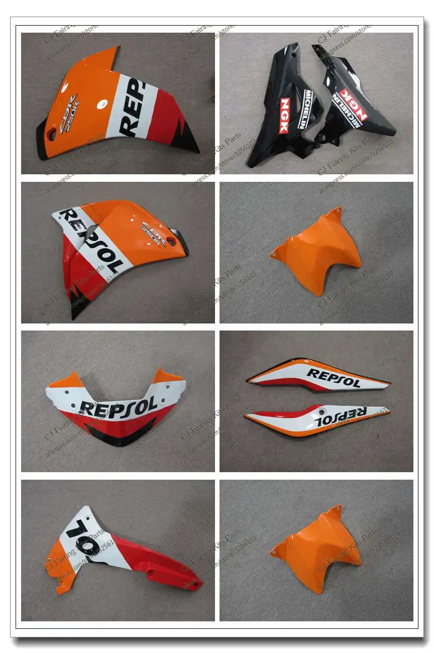 Инъекции Обтекатели для Honda CBR250 RR CBR250RR MC19 88 89 1988 1989 пластмассы abs мотоциклов