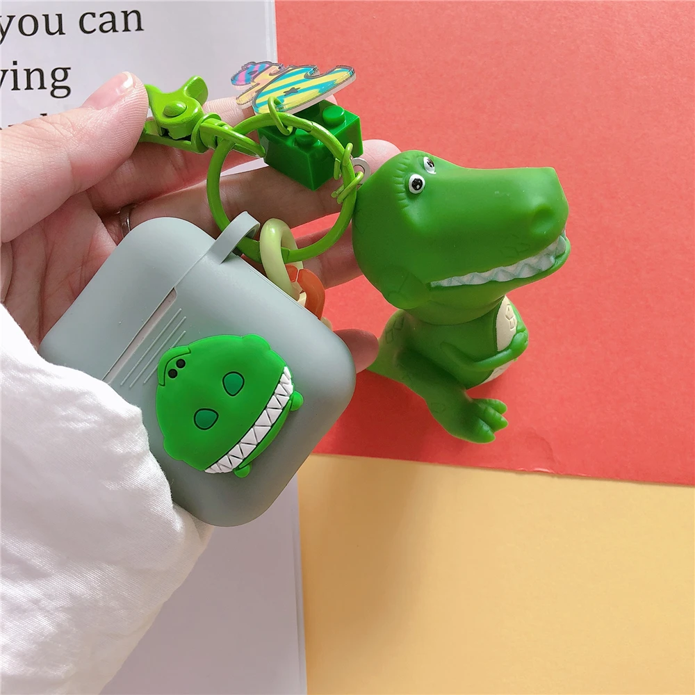 Cute Toy Story Rex Зеленый Динозавр Хэмм Свинья силиконовые чехлы для Apple Bluetooth наушники Airpods Чехол Air Pods 2 Acessorios