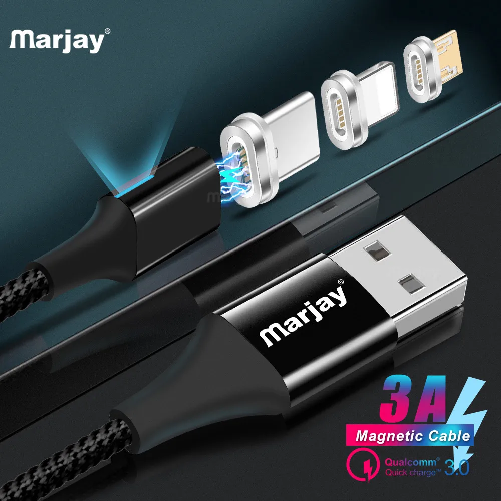 Marjay USB кабель магнитное зарядное устройство для iPhone X 8 7 Micro USB Магнитный кабель type C для huawei p30 pro USB C кабель для быстрой зарядки