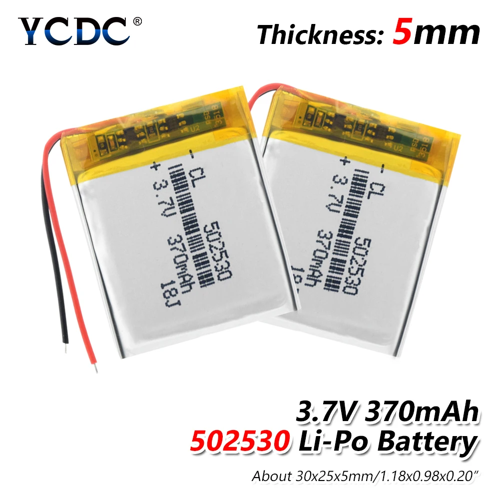 1/2/4 шт. Перезаряжаемые 370mAh Li-po Батарея 3,7 V литий-ионный аккумулятор для полимерные батареи 30x25x5 мм 502530 литий-полимерный аккумулятор с печатной платой