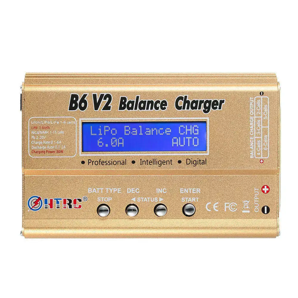B6 V2 no Adapter HTRC B6 V2 80 Вт 6A LiPo баланс зарядное устройство 8 в 1 зарядное устройство набор кабелей 15V6A адаптер переменного тока Lipo Безопасный мешок светодиодный аккумулятор Dis зарядное устройство - Цвет: B6 V2 no Adapter