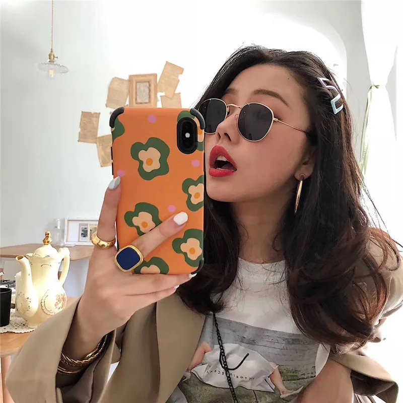 JIBAN чистая Красный Ретро Цветы Чехол для телефона Iphone Xs Max/XR X Роскошные Твердый