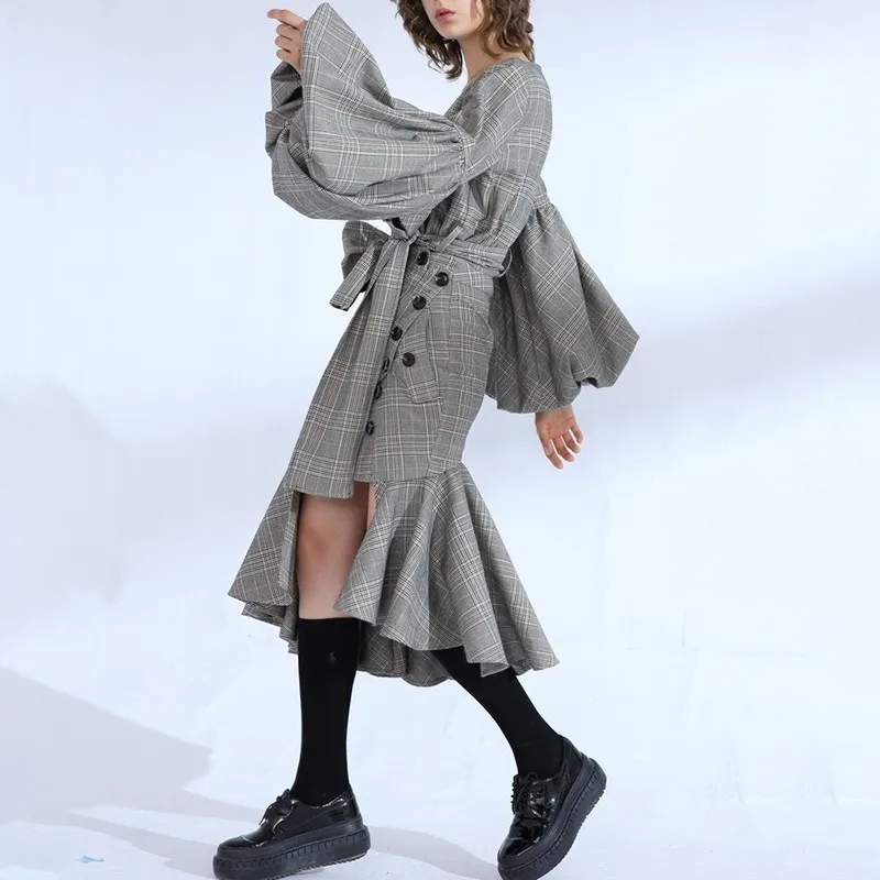 TWOTWINSTYLE клетчатый комплект из двух предметов женская блузка с рукавом-фонариком