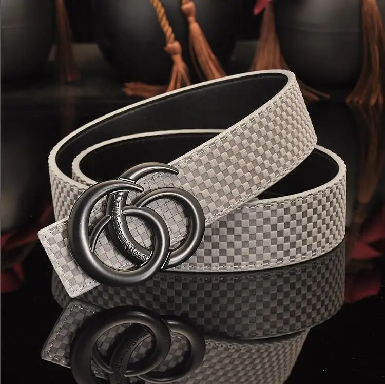black buckle grey Новинка, модный Лидер продаж, маленький ремень mig, Воловья кожа, бронзовая Пряжка, стильный мужской деловой ремень, женский ремень для отдыха - Цвет: black buckle grey