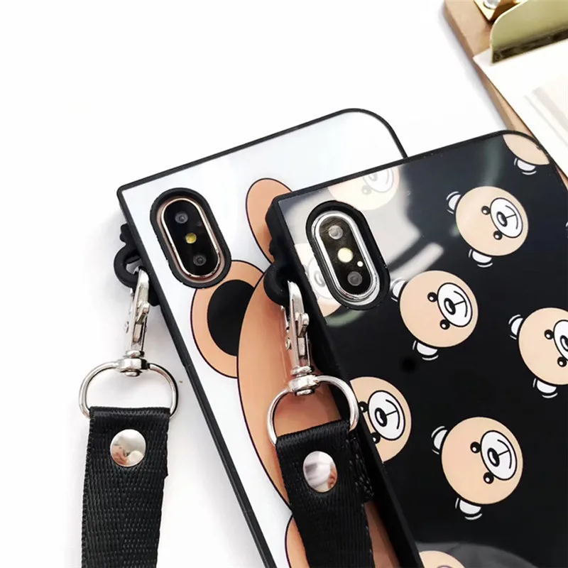 Чехол для iphone XS MAX XR X 6 6S 7 8 plus чехол Роскошный Глянцевый медведь окрашенный с плечевым ремнем Мягкий силиконовый чехол для телефона capa