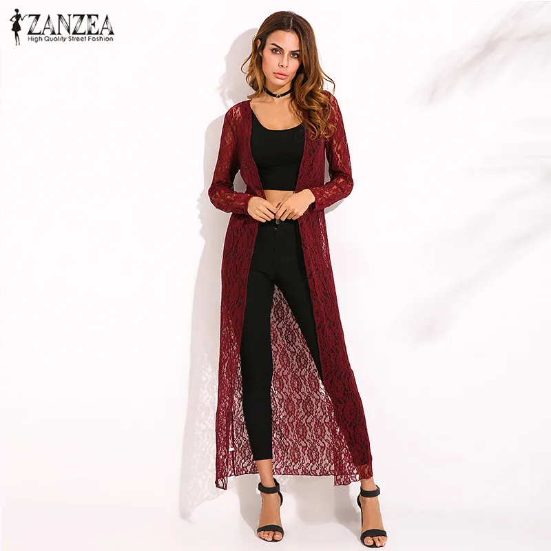 ZANZEA мода 2020 Женская кружевная блузка-кроше с длинным рукавом блузки пляжное