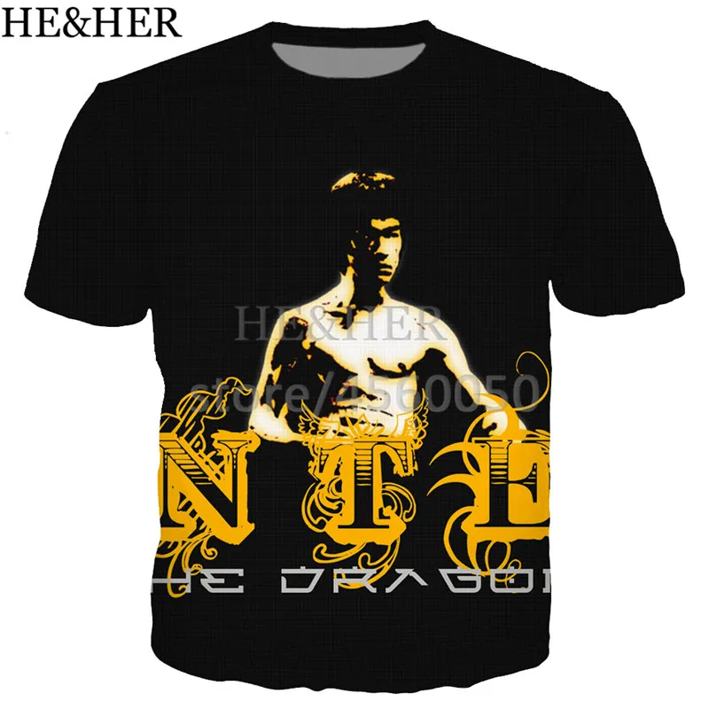Новое поступление bruce Lee кунг фу футболка для мужчин и женщин Объёмный рисунок (3D