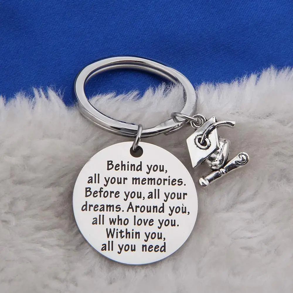 Yamily Graduation season gift behind you all need cap Phase box Stainless steel key chain necklace | Украшения и аксессуары