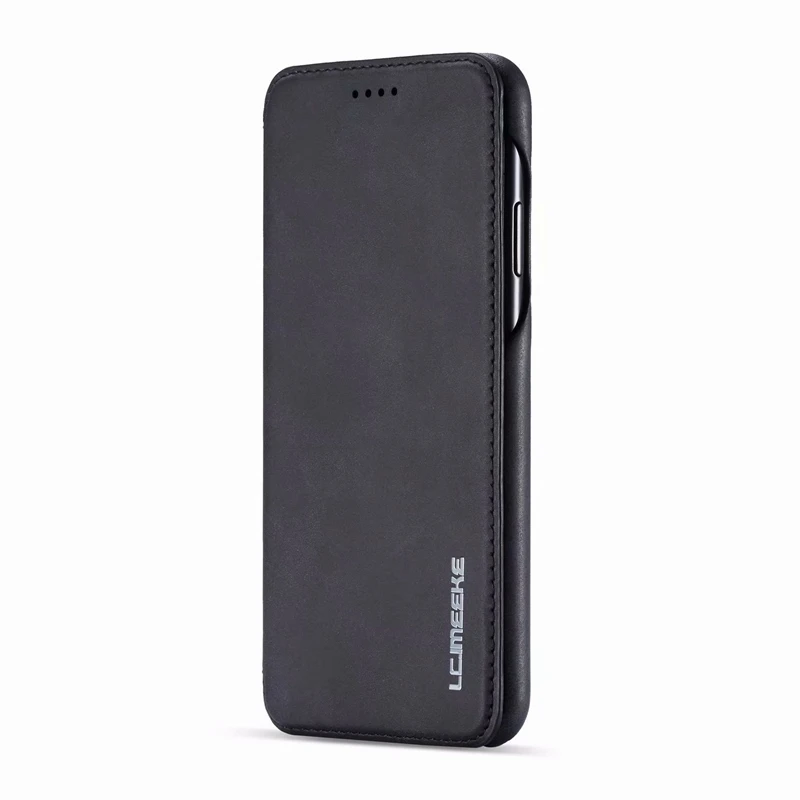 Черный Роскошный кожаный флип-чехол для iPhone X XR XS Max чехол держатель для карт кошелек Fundas для iPhone 5 SE 6 6s 7 8 Plus чехол Coque - Цвет: Черный