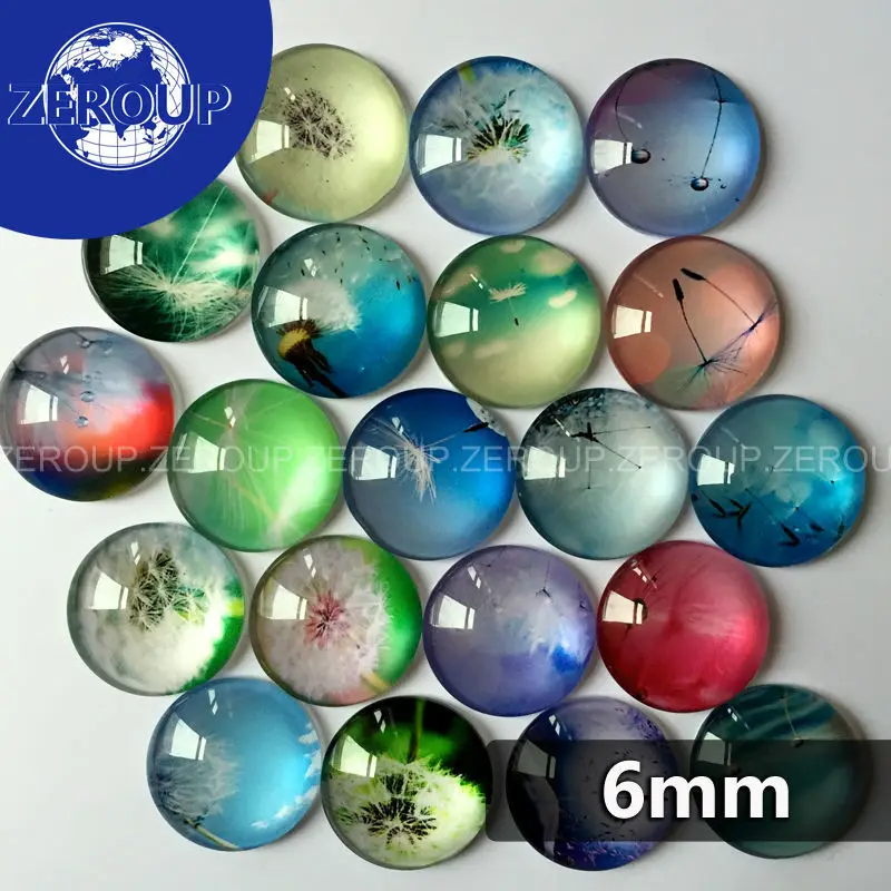 Круглые картины одуванчика 6 мм Стеклянные Кабошоны смешанные узоры подходят для