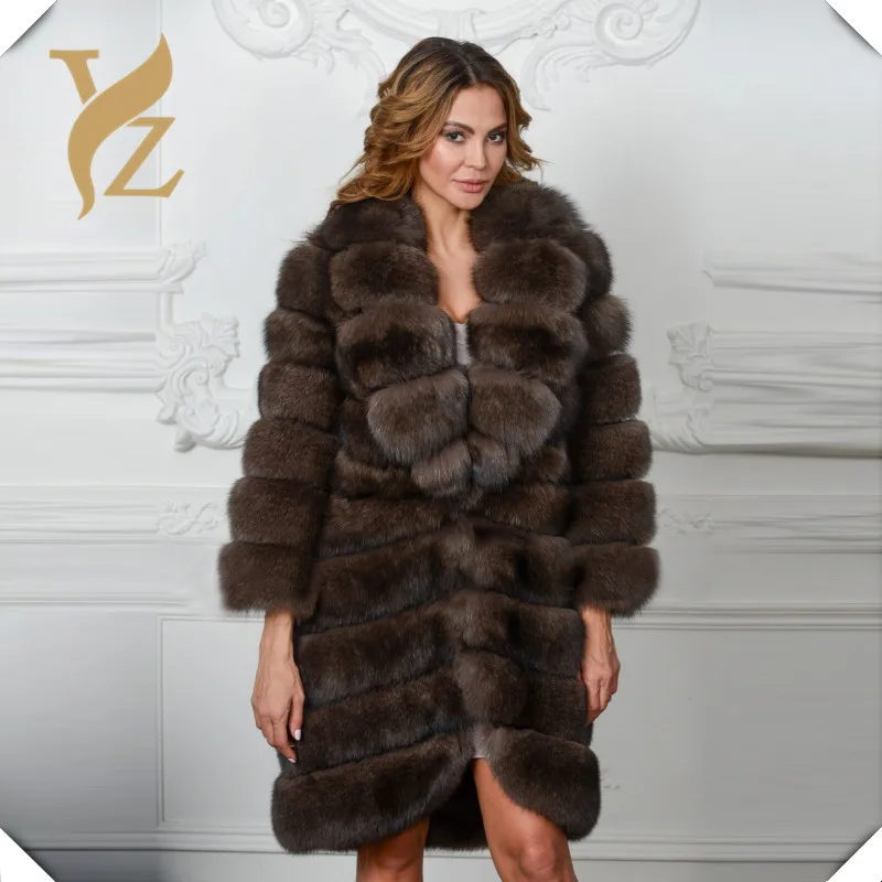 Новинка роскошное Женское пальто из натурального Лисьего меха толстое с