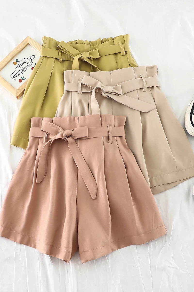 2019 новые модные женские шорты с высокой талией тонкие Свободные Студенческие