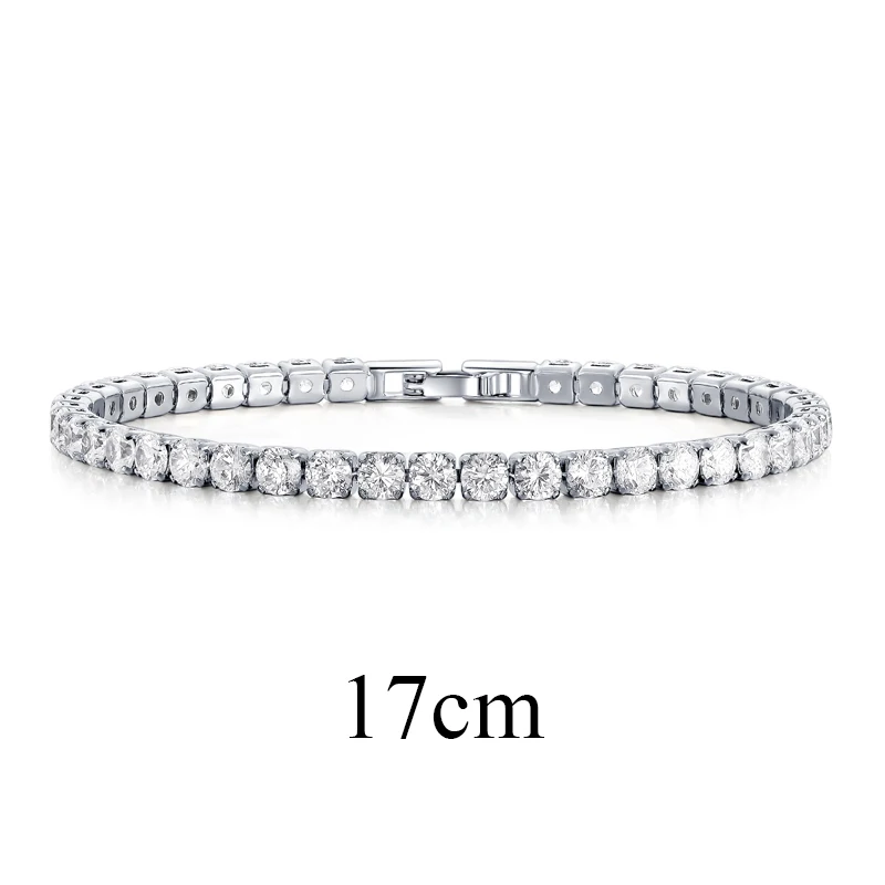Clear 17cm UMODE модные очаровательные теннисные браслеты для женщин и мужчин, красочные циркониевые ювелирные изделия, браслеты с цепочкой, подарки, Pulseira Feminina AUB0097 - Окраска металла: Clear 17cm