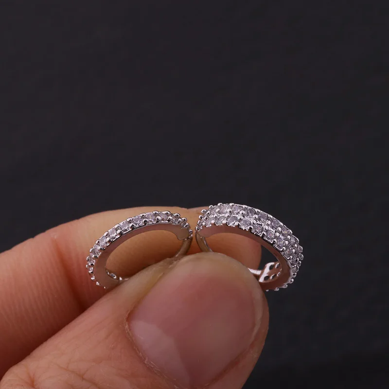 1 ряд и 2 ряда CZ Спираль пирсинг ушной хрящ серьги серебро золотой обруч кольцо для