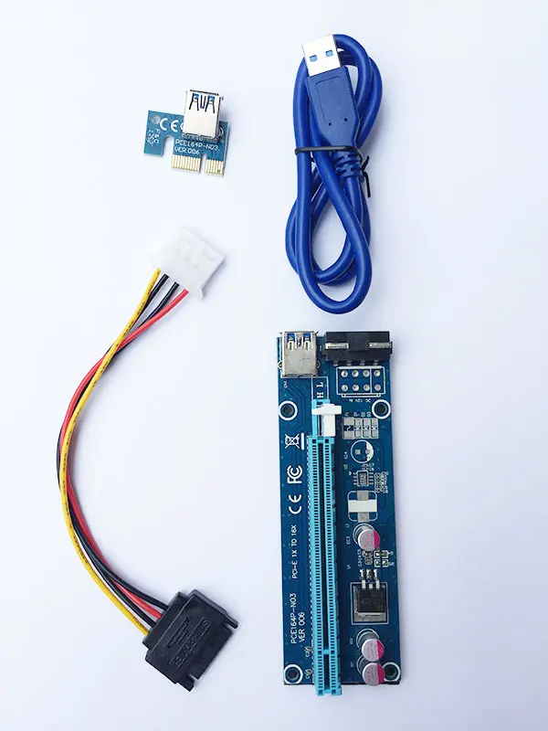 VER 006 PCI Express Riser card 1x to 16x удлинитель USB 3 0 SATA для BTC Mining|Коннекторы и разъёмы| |