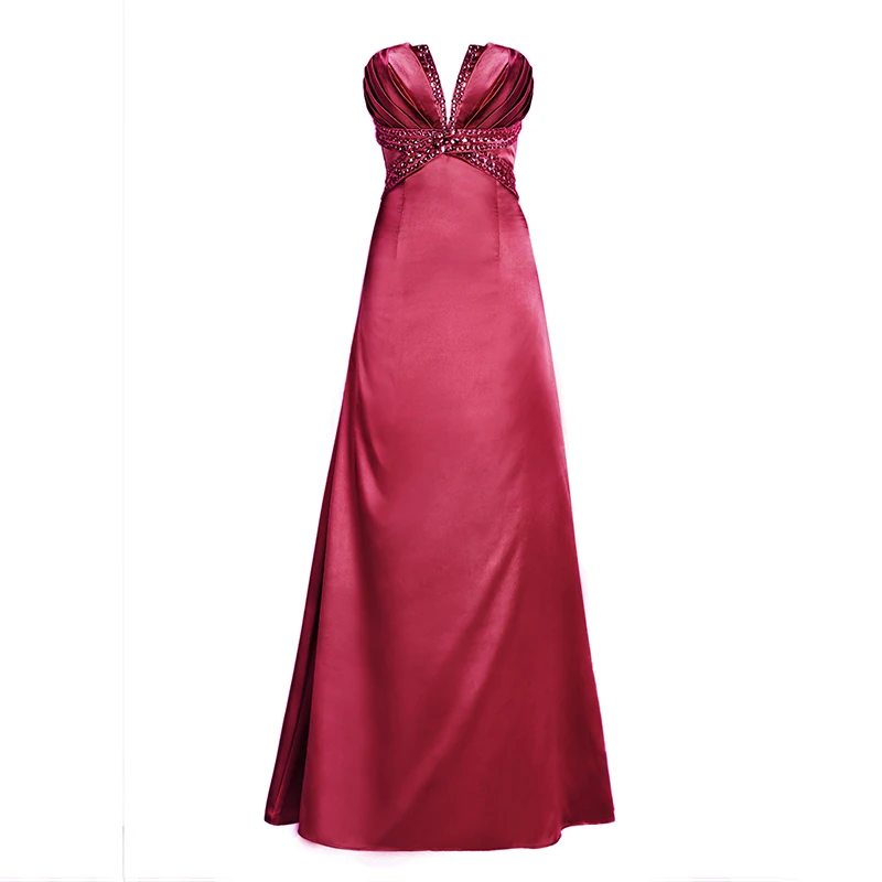 burgundy Tanpell вечернее платье с зубчатым вырезом, розовое, без рукавов, длина до пола, прямые платья, бисерные складки, женское длинное официальное вечернее платье - Цвет: burgundy