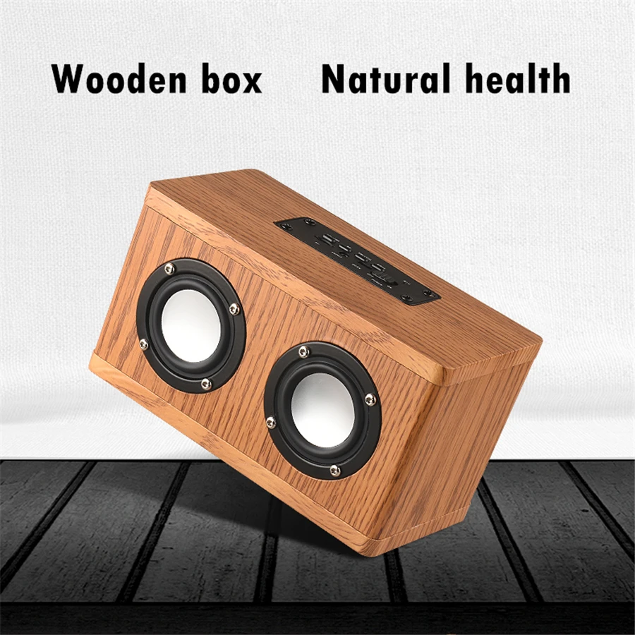 Wooden Bluetooth Speaker Wireless Subwoofer Stereo Leather Speakers Portable Bass HIFI Support TF Card AUX | Электроника