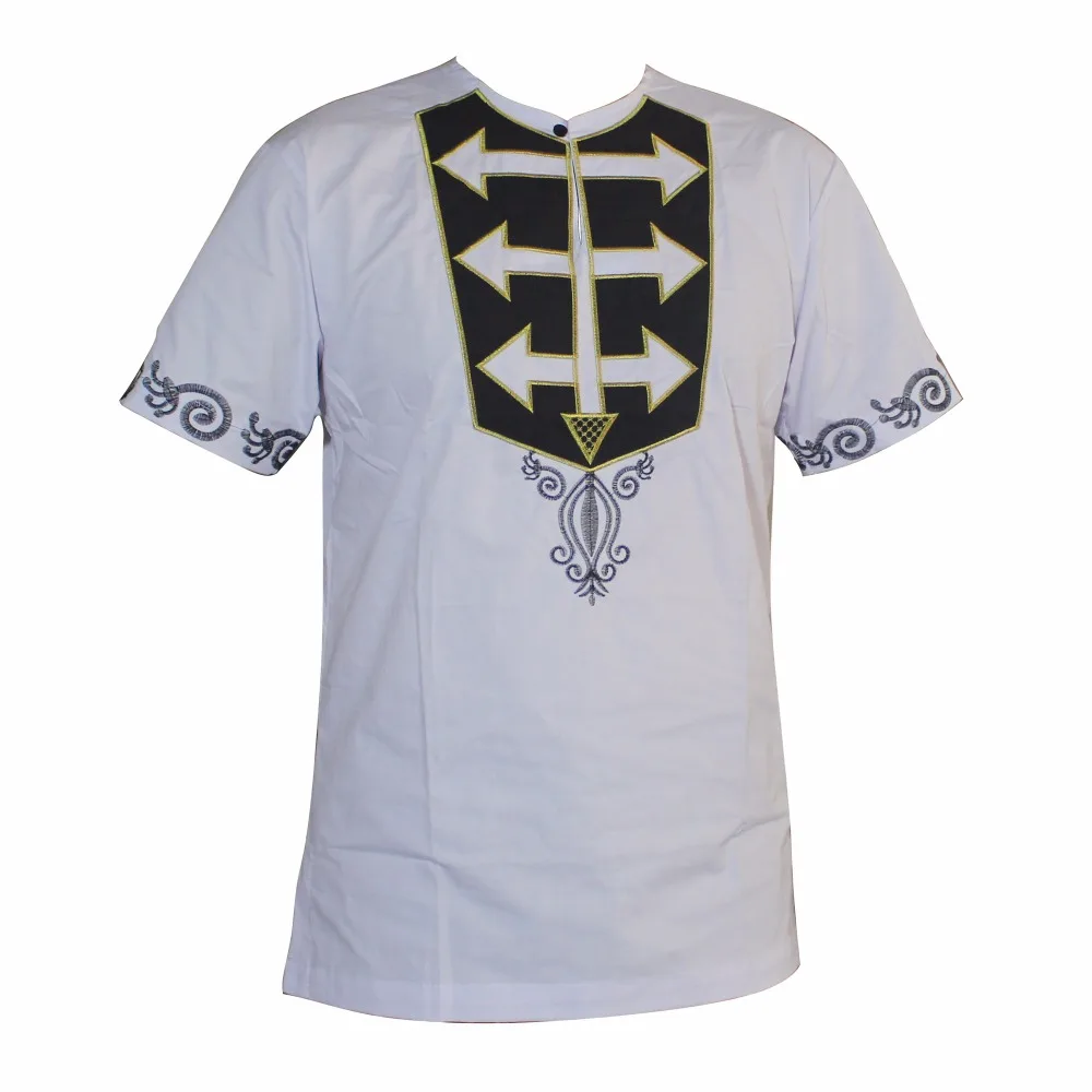 Dashikiage Африканский вышитый тонкий хиппи Топ dashiki для мужчин короткий рукав Анкара Высокое качество футболки
