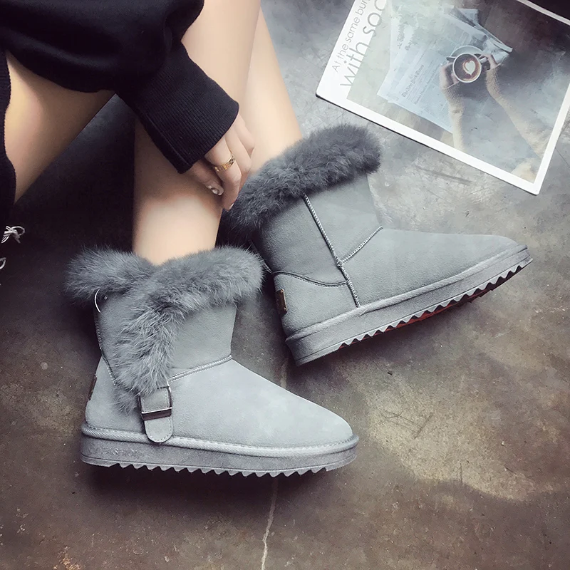 Size36 40 Новинка 2017 года сладкий Женские Зимние ботильоны женские туфли на плоской