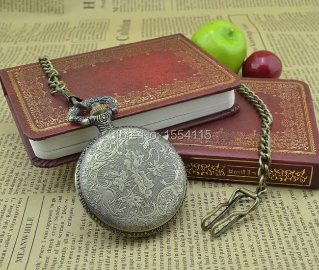 Акция на Рождество 50 шт./лот хит продаж Мужские кварцевые карманные часы с резным