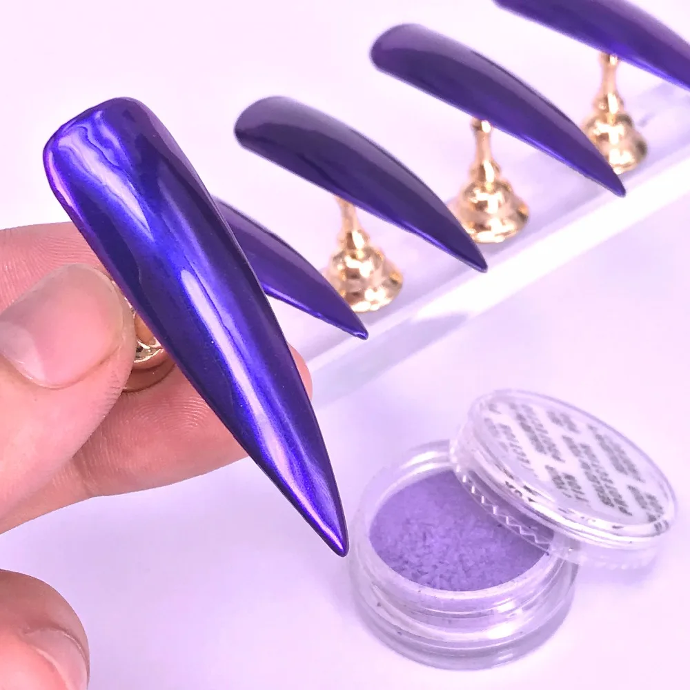 LCJ 1g Purple Mirror Nail Glitter Powder Gorgeous Nail Art Chrome Pigment Glitters