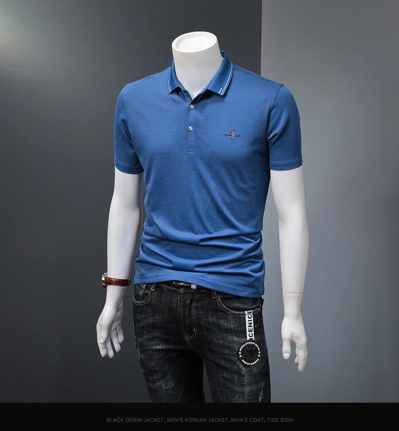 Мужская рубашка поло Мужская s Pique Вышитая эмблема Slim Fit Мужская рубашка-поло Мерсеризованный хлопок эластичный Camisa Polo лето Homme