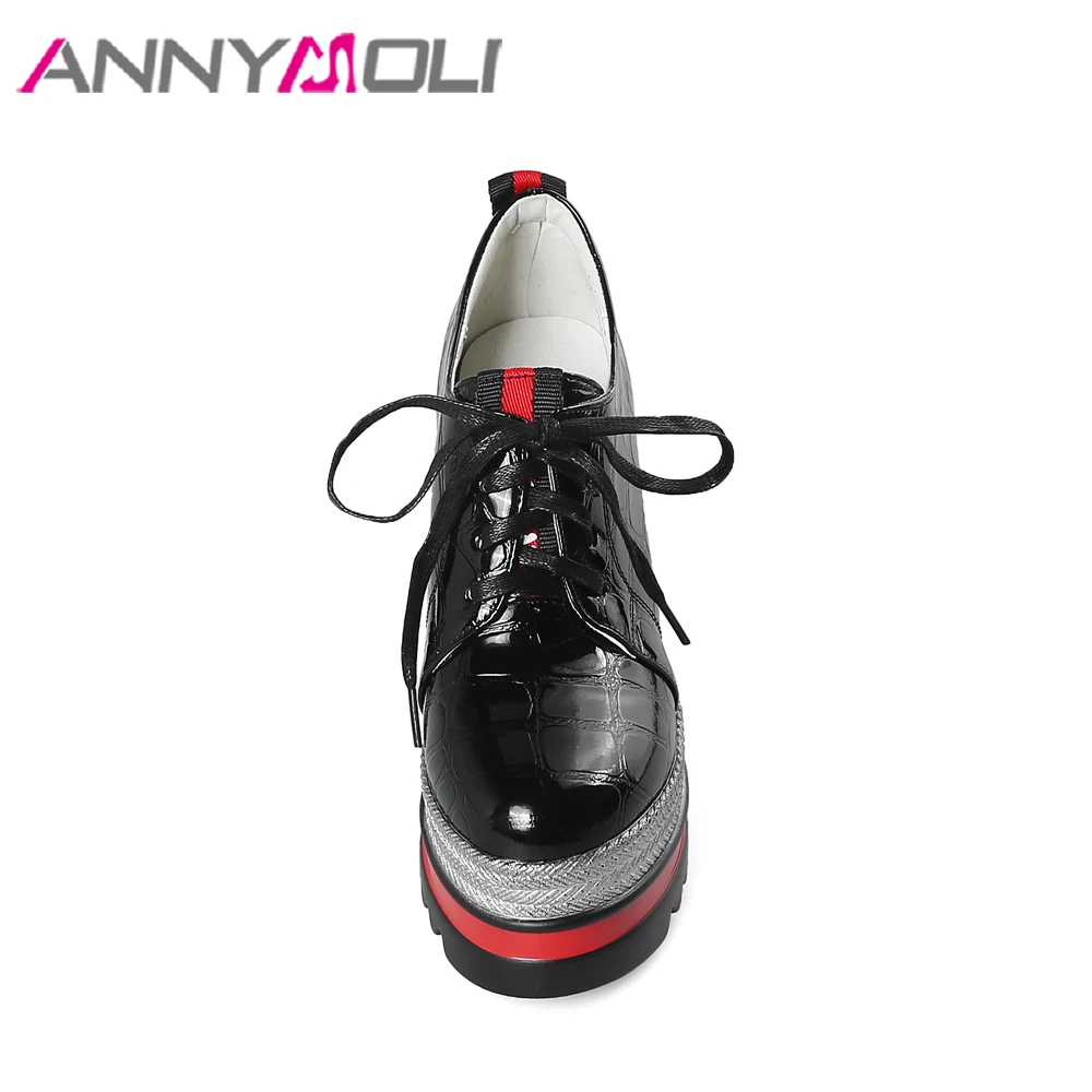 ANNYMOLI/обувь на платформе и высоком каблуке обувь со шнуровкой танкетке из