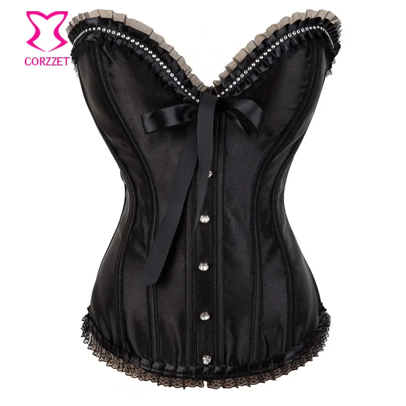 Женский кружевной корсет-бюстье Черный корсет пуш-ап в готическом стиле с
