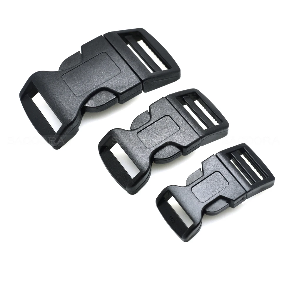 Goede 1000 Stks/pak 5/8 Inch 3/4 Inch 1 Inch Voorgevormd Zijsluiting Voor Paracord Survival Armbanden/Halsband Zwart