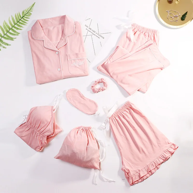 Женские комплекты с платьем весенне-осенний халат 7 шт. длинным рукавом домашний