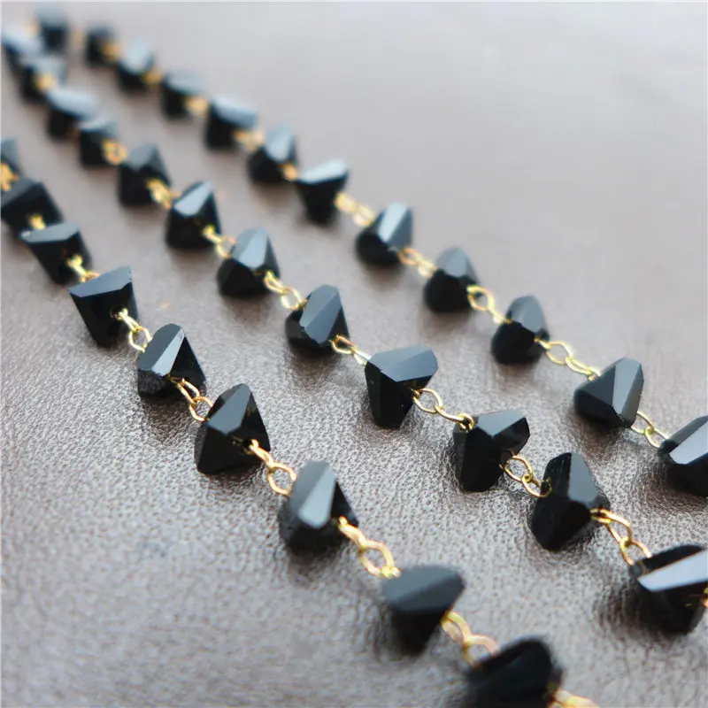 new 6mm glass triangle beads handmade chains copper brass bronze earrings necklace jewelry DIY fingdings Wholesale 39.3&quot(1m)/lot |