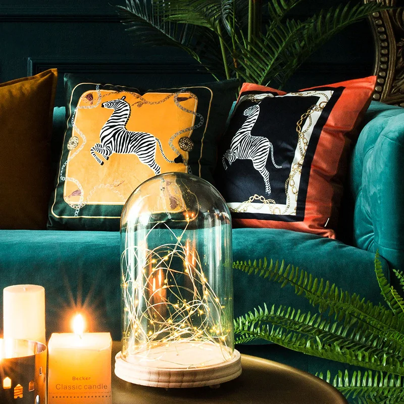 Диванные подушки с рисунком животных, наволочка Зебра Decorativos, рекомендуемый Европейский Стиль, роскошный Ретро бархатная наволочка