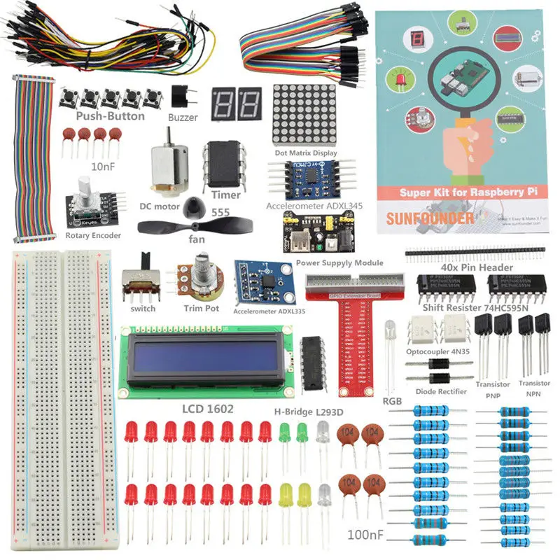 Raspberry Pi Starter Kit Супер Комплект для 3 2 Модуль B + С GPIO Плата Расширения Перемычку (Pi не