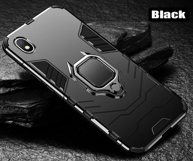 Black - Finger Ring Для Honor 8 S Чехол KSE-LX9 5,71 противоударный чехол для телефона huawei Honor 8 S 8 S защитный чехол задняя крышка Coque Etui - Цвет: Black - Finger Ring