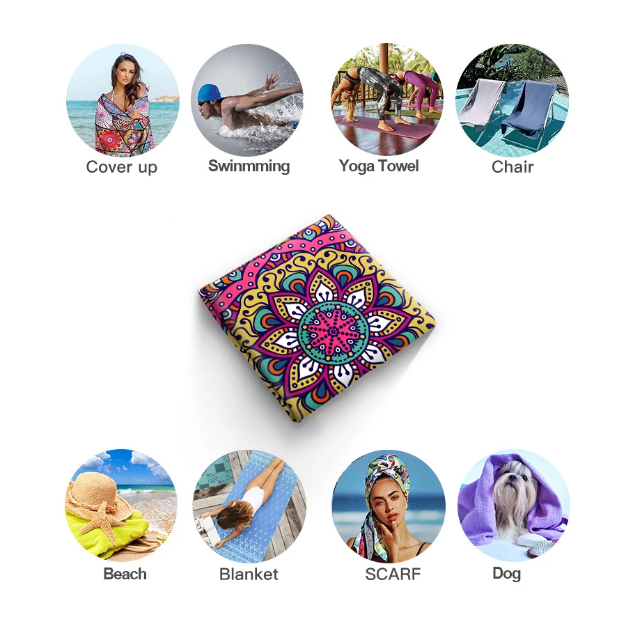 GNORRIS на заказ без песка микрофибра мандала прямоугольник пляжное полотенце