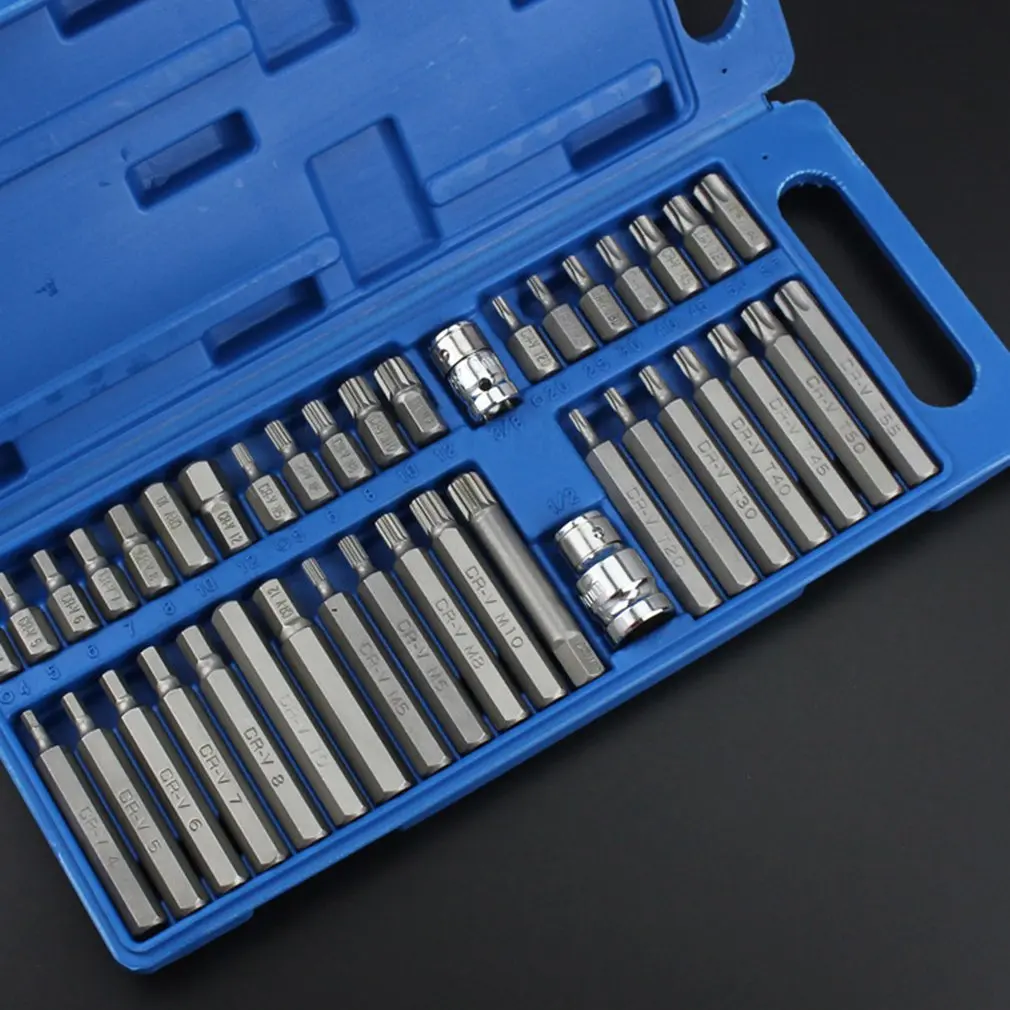 40 шт. Шестигранная Звезда Torx Spline гнездо Набор бит инструментов гаражные