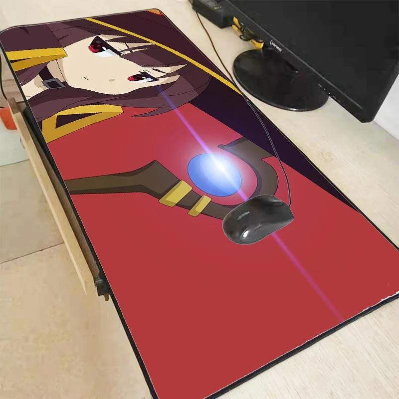 Большой коврик для мыши Mairuige Megumin с аниме девушки застежкой по краю компьютерный
