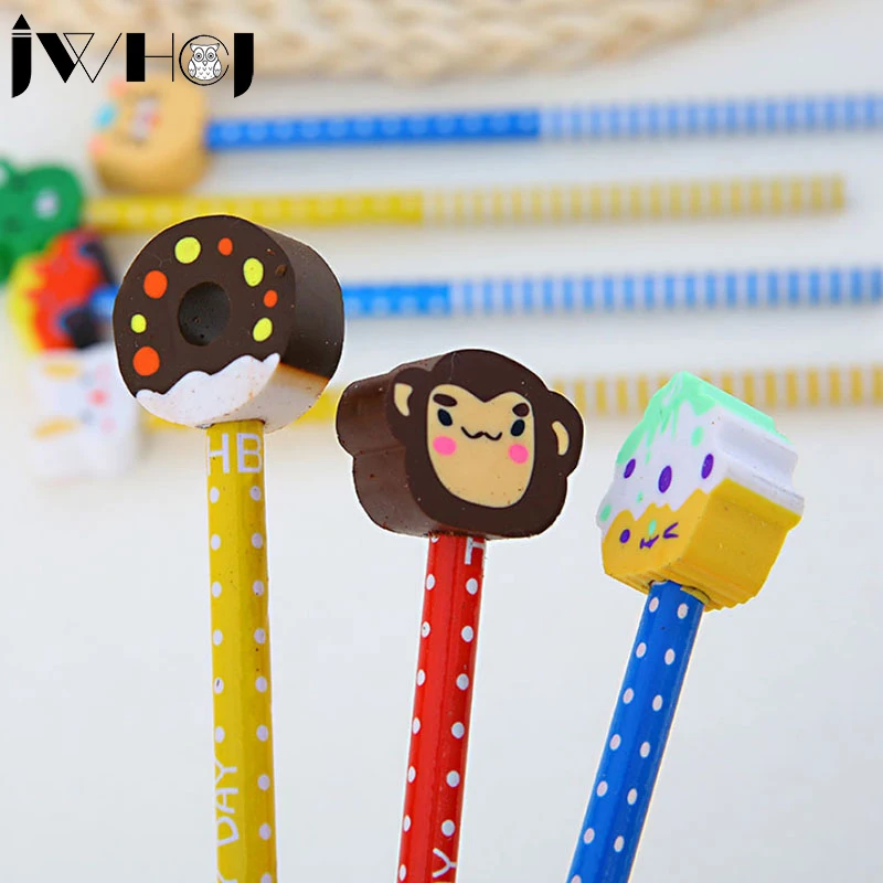 5 шт./лот креативный милый деревянный карандаш с ластик животным из мультфильма