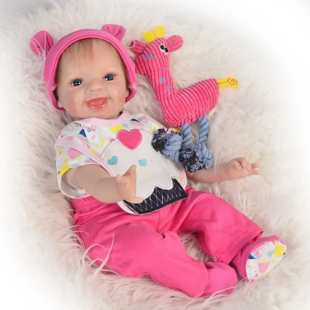 

22 дюймовая Реалистичная кукла реборн для девочек, силиконовая виниловая кукла 3/4 с 1 плюшем, подарок bebe, модный подарок на день детей, 2019