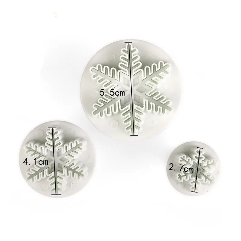 3pcs Snowflake Геометрический цветок Плунжер для сахарной мастики Формочки резак печенья инструменты для украшения торта инструменты для украшения Рождественского торта GYH - Цвет: 3pcs Snowflake
