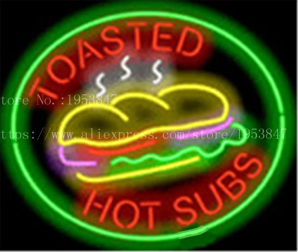 Жареные Горячие Subs неоновые вывески настоящие стеклянные трубки лампы освещение