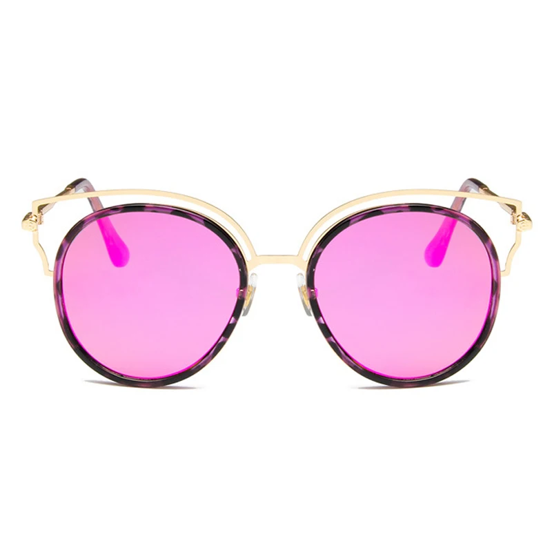 Полые кошачьи уши Солнцезащитные очки для женщин круглый полный Рамки Защита от