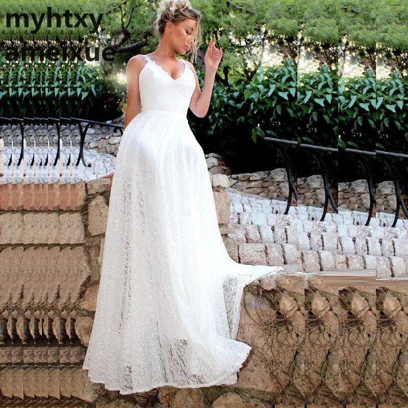 Винтажное кружевное пляжное дешевое свадебное платье es 2020 Lorie Vestidos De Casamento