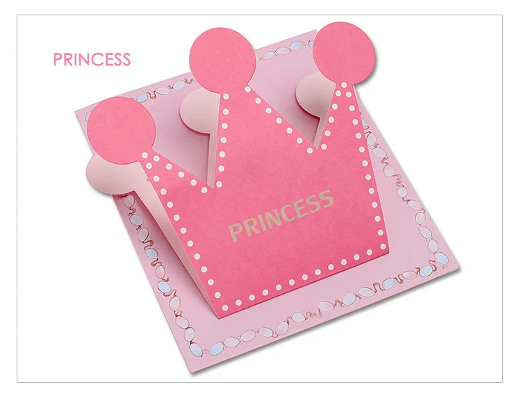 pink-Princess 1 шт., милый кавайный принц, принцесса, Бронзированная открытка, открытка на день рождения, подарочная бумага, вечерние принадлежности - Цвет: pink-Princess