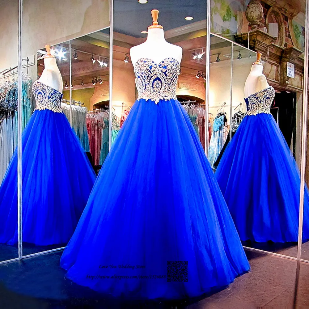 Недорогие скромные платья Quinceanera Королевского синего и золотого цвета бальное