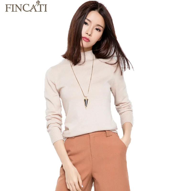 Women Autumn Winter Half Turtleneck Cashmere Blend Knitted Pullover Multi Colors Knitwear Thin Sweaters All-Match Jersey | Женская