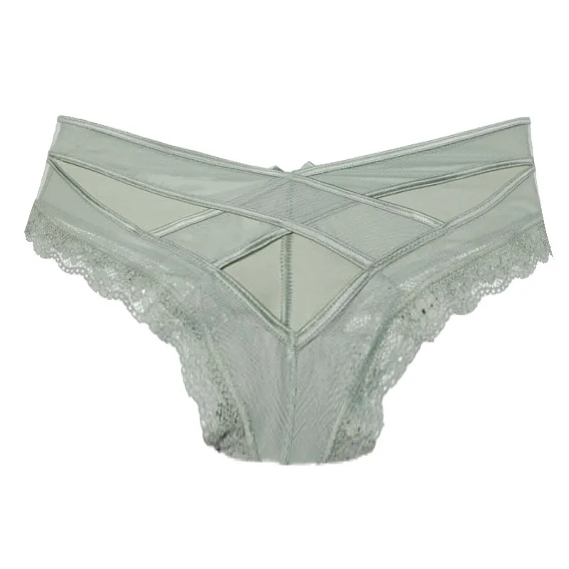 Army Green TERMEZY, сексуальные женские трусики, кружевные, с низкой талией, одноцветные, сексуальные трусы, женское нижнее белье, Дамское кружевное белье с перекрестными ремешками, трусики-стринги - Цвет: Army Green