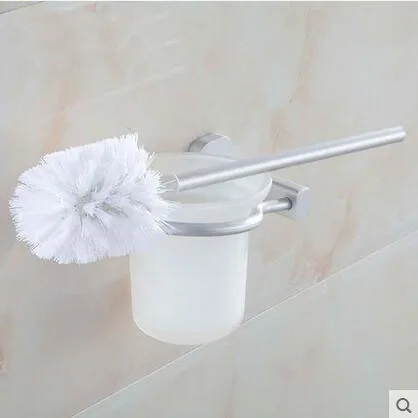 Space Aluminum toilet brush holders wall mounted Sliver set Toilet bowl cleaning appliance Free Shipping | Обустройство дома