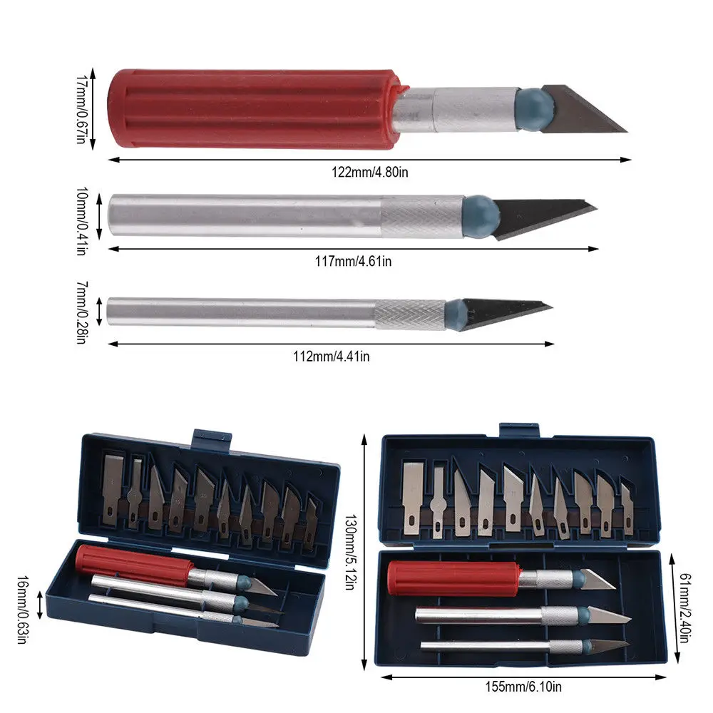 Craft Artwork Cutting Knife DIY Carving Knife Stencil Scoring Hobby Chiseling Model Repairing Sculpture Scalpel Knife 13PCS/lot
